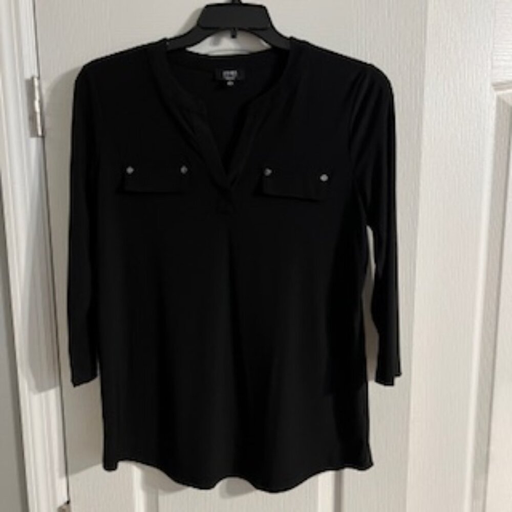 Jones New York Signature Women's Metal Accents Blouse With 3/4 Sleeve Large